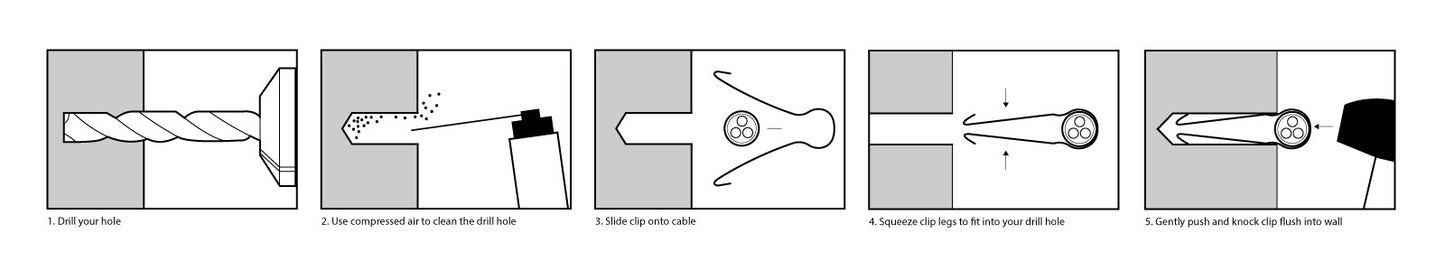 6-9mm Metal White Knock In Cable Clips 50 Pack