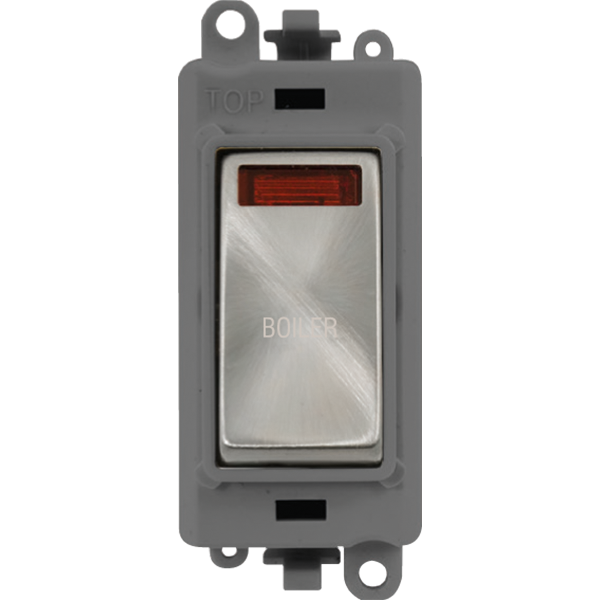 Click Gird Pro 20AX DP BOILER Grey Insert Switch Module with Neon GM2018NGYxx-BL