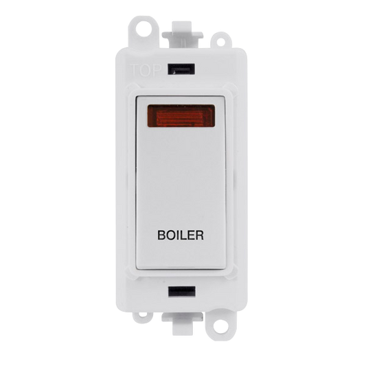 Click Gird Pro 20AX DP BOILER White Insert Switch Module with Neon GM2018NPWxx-BL