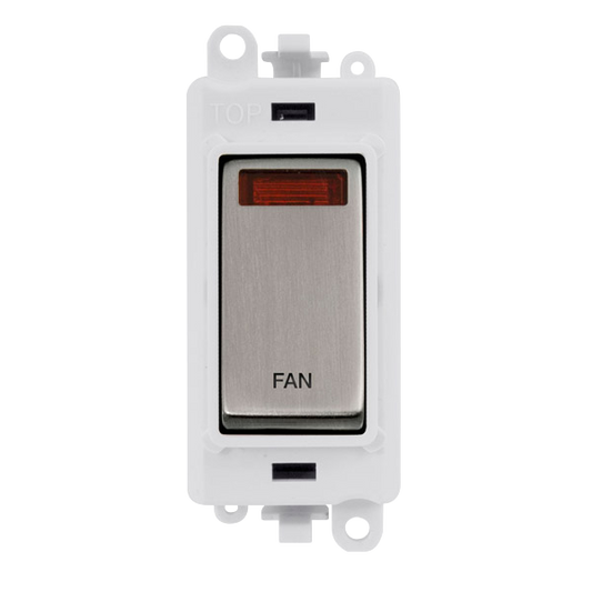 Click Gird Pro 20AX DP FAN White Insert Switch Module with Neon GM2018NPWxx-FN