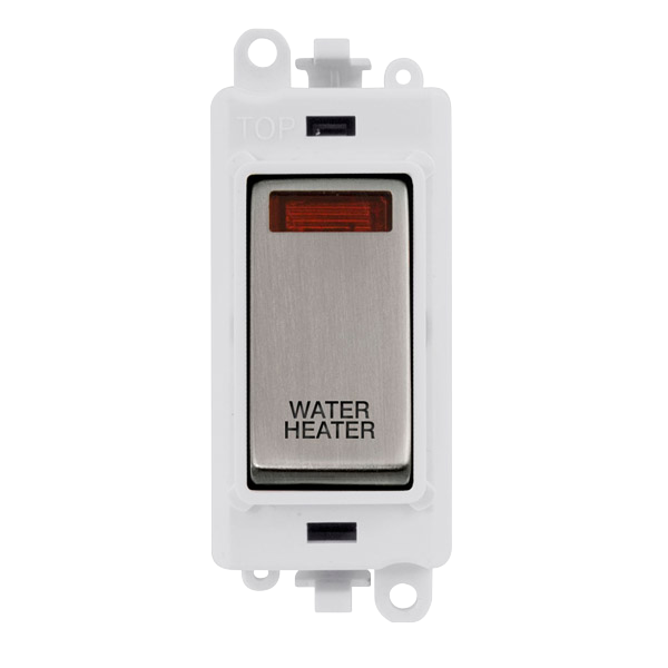 Click Gird Pro 20AX DP WATER HEATER White Insert Switch Module with Neon GM2018NPWxx-WH