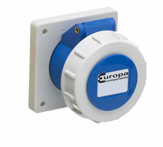 Europa IP67 230V 16A 2P+E Blue Panel Socket IPSW163P