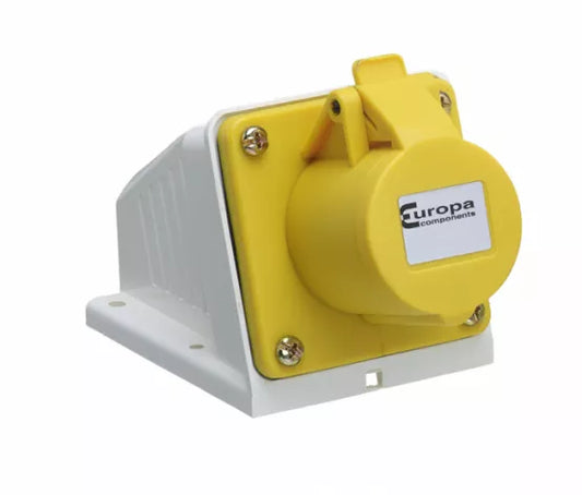 Europa IP44 110V 16A 2P+E Yellow Surface Socket ISS163F