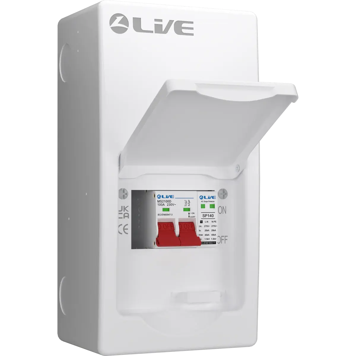Live Electrical 4 Way (1 Free) SRN Metal Consumer Unit with 100A Mains Switch + SPD LSMC04S-SP
