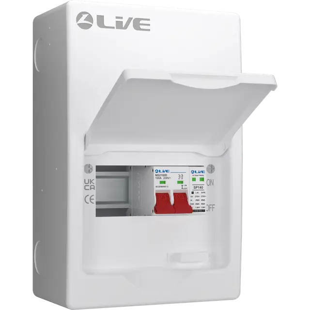 Live Electrical 6 Way (3 Free) SRN Metal Consumer Unit with 100A Mains Switch + SPD LSMC06S-SP