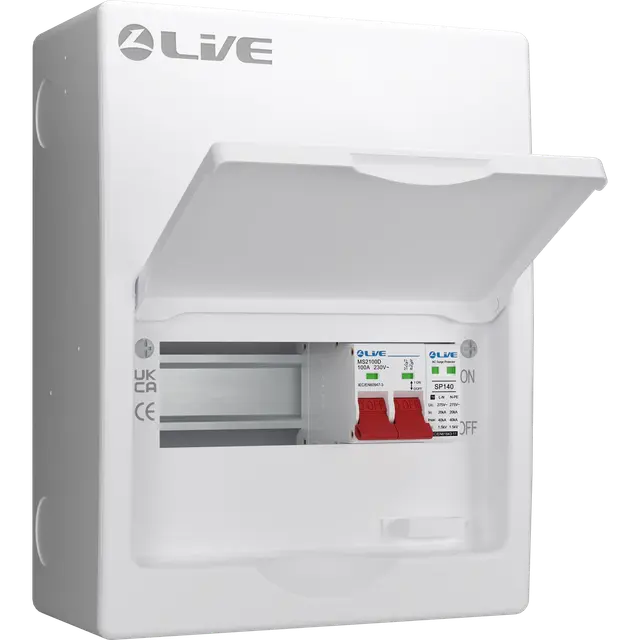 Live Electrical 8 Way (5 Free) SRN Metal Consumer Unit with 100A Mains Switch + SPD LSMC08S-SP