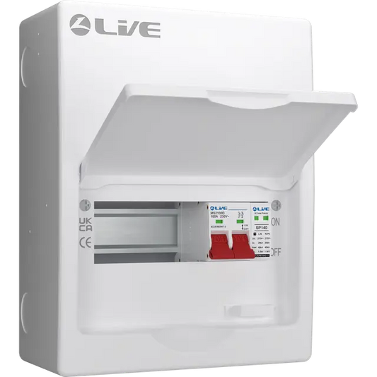 Live Electrical 8 Way (5 Free) SRN Metal Consumer Unit with 100A Mains Switch + SPD LSMC08S-SP