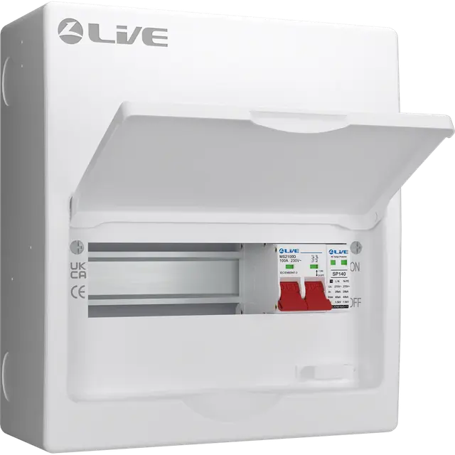 Live Electrical 10 Way (7 Free) SRN Metal Consumer Unit with 100A Mains Switch LSMC10S-SP