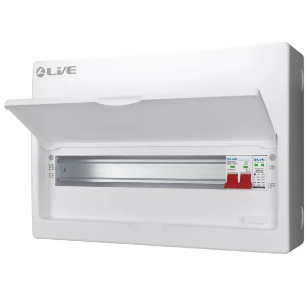 Live Electrical 18 Way (15 Free) SRN Metal Consumer Unit with 100A Mains Switch + SPD LSMC18S-SP