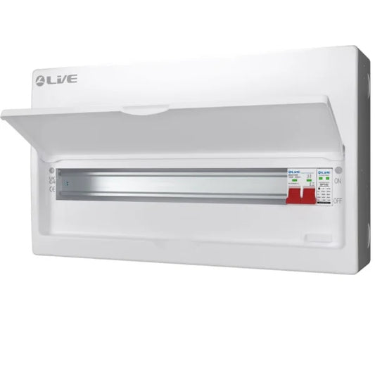 Live Electrical 24 Way (21 Free) SRN Metal Consumer Unit with 125A Mains Switch + SPD LSMC24S-SP