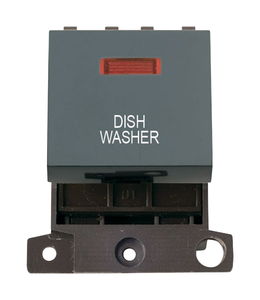 Click MiniGrid 20A DP DISHWASHER Switch Module with Neon (Twin Width) MD023xx-DW