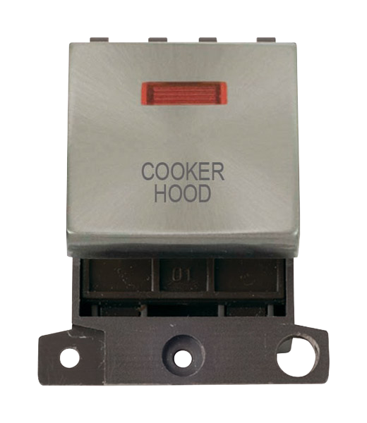 Click MiniGrid 20A DP COOKER HOOD Switch Module with Neon (Twin Width) MD023xx-CH