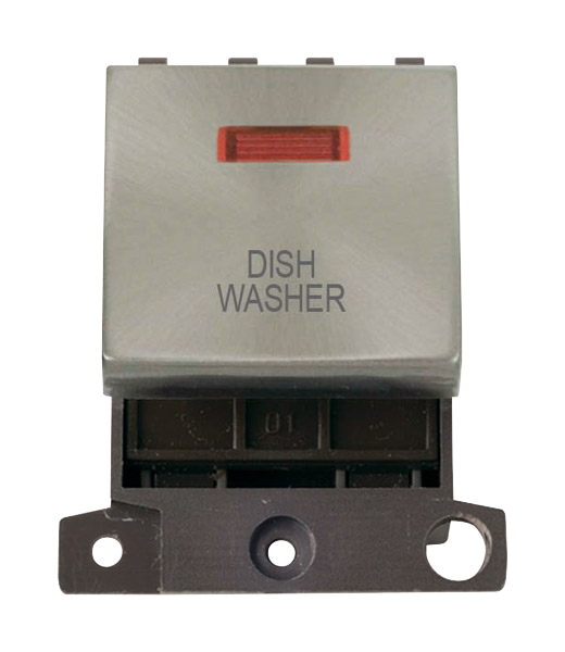 Click MiniGrid 20A DP DISHWASHER Switch Module with Neon (Twin Width) MD023xx-DW