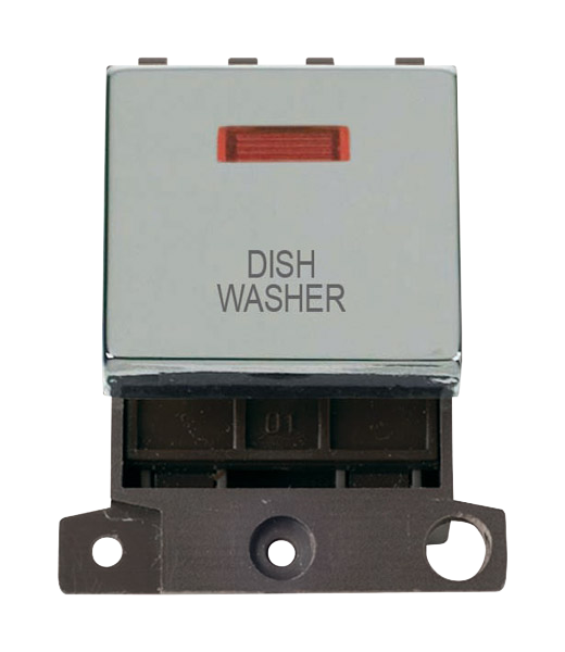 Click MiniGrid 20A DP DISHWASHER Switch Module with Neon (Twin Width) MD023xx-DW