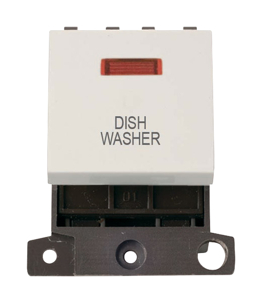 Click MiniGrid 20A DP DISHWASHER Switch Module with Neon (Twin Width) MD023xx-DW