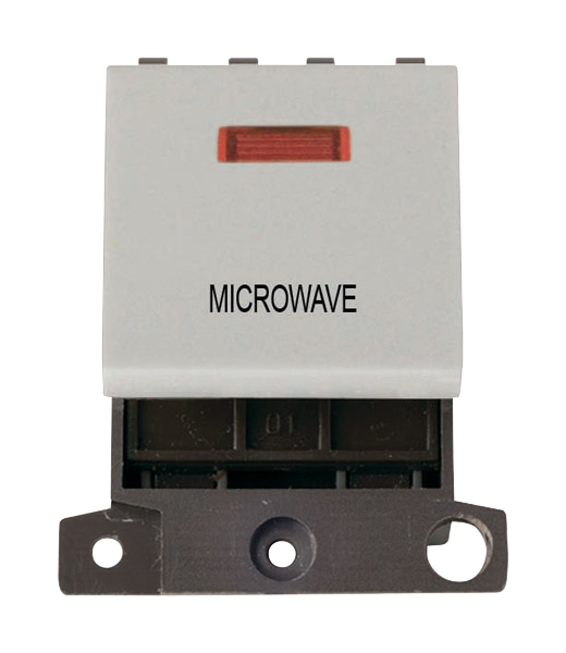 Click MiniGrid 20A DP MICROWAVE Switch Module with Neon (Twin Width) MD023xx-MW