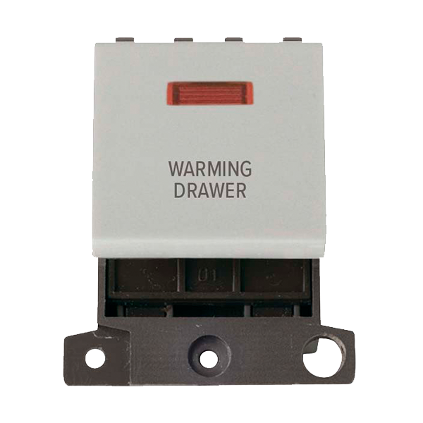 Click MiniGrid 20A DP WARMING DRAWER Switch Module with Neon (Twin Width) MD023xx-WDR