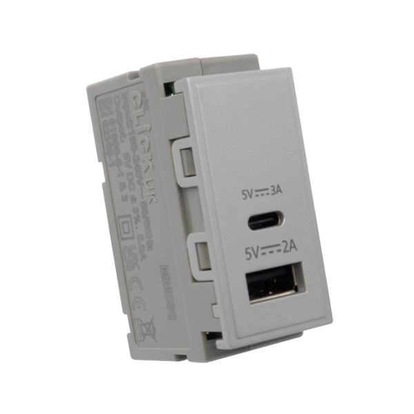 Click New Media 2A Type A & 3A Type C USB Dual Charging Module MM586xx ...