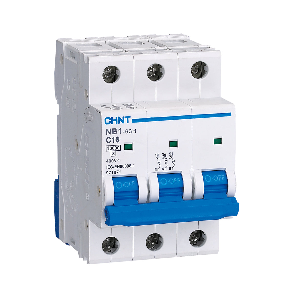 Chint NB1-63H Series 10A 3 Pole C Curve 10kA MCB NB1-63CH3P10