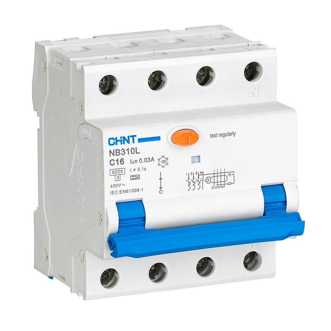 Chint NB310L Series 16A 30mA 3P+N Type A B Curve 6kA RCBO NB310L-3N-B1 ...