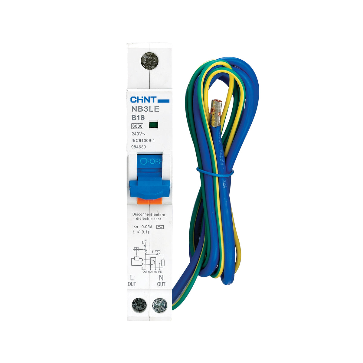 Chint NB3LE Series 10A 1P+N 30mA 6kA B Curve RCBO NB3LE-B10