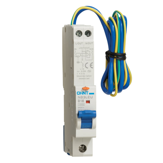 Chint NB3LEU Series 6A 1P+N 30mA 10kA Type A B Curve RCBO NB3LEU-A-B06