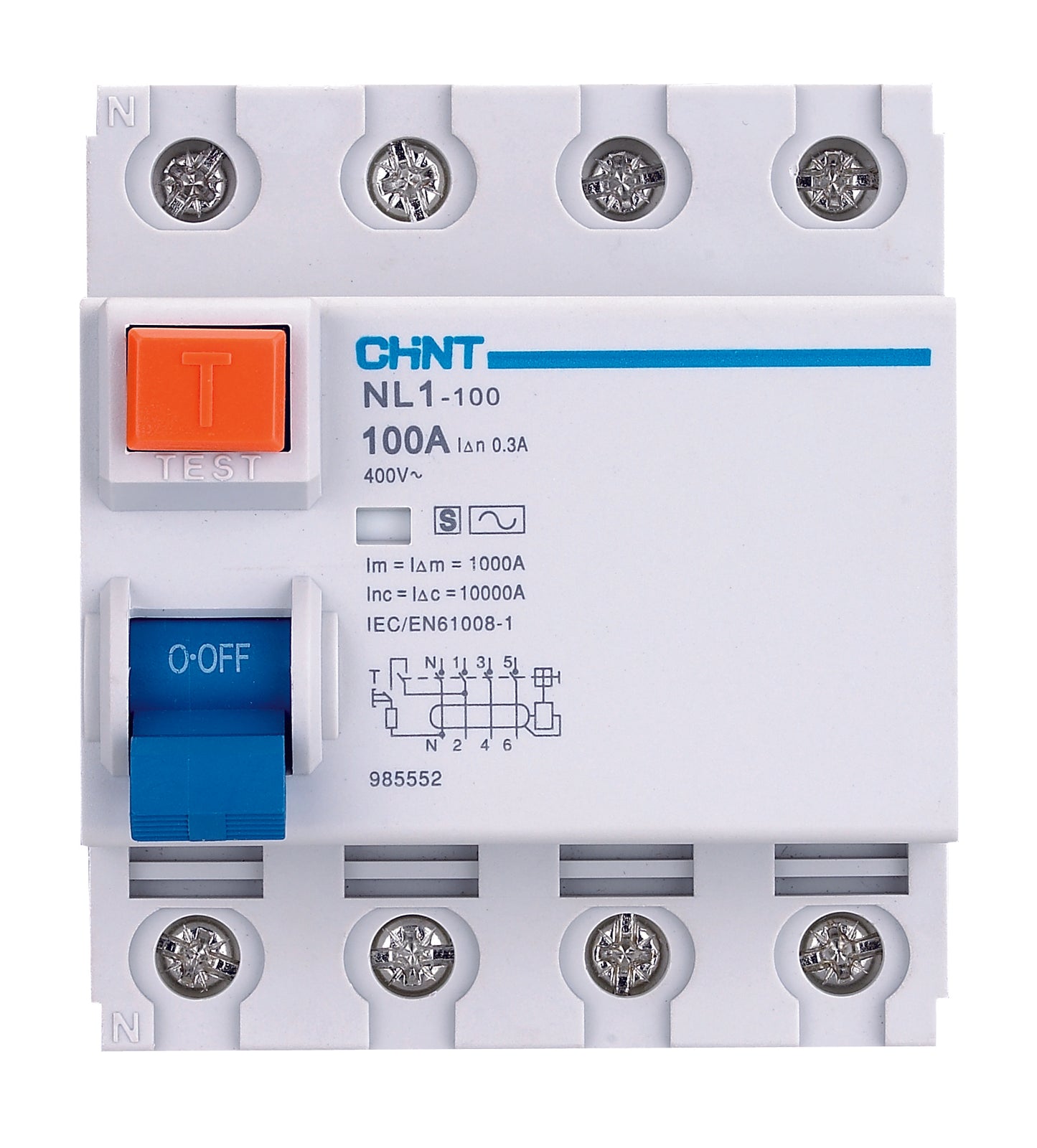 Chint 80A 30mA 4 Pole Type A RCD NL1-100-480/30-A