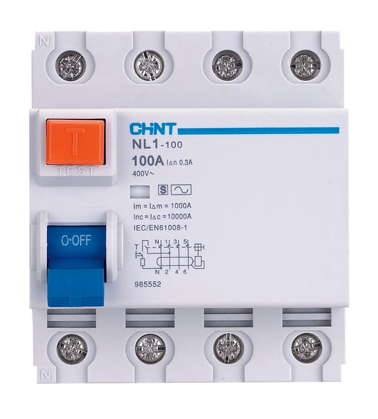 Chint 100A 300mA 4 Pole AC Type RCD NL1-100-4100/300