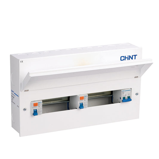 Chint 24 Way (18 Free) 9+9 Dual 63A RCD Metal Consumer Unit with 100A Mains Switch NX3-24S