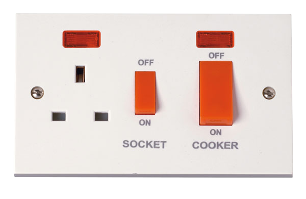 Click Polar 45A DP Switch with 13A DP Switched Socket Outlet & Neon PRW205