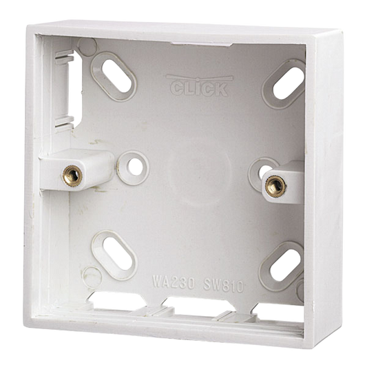 Click Polar 1 Gang 29mm Trunking Knock Out PVC Back Box PRW230