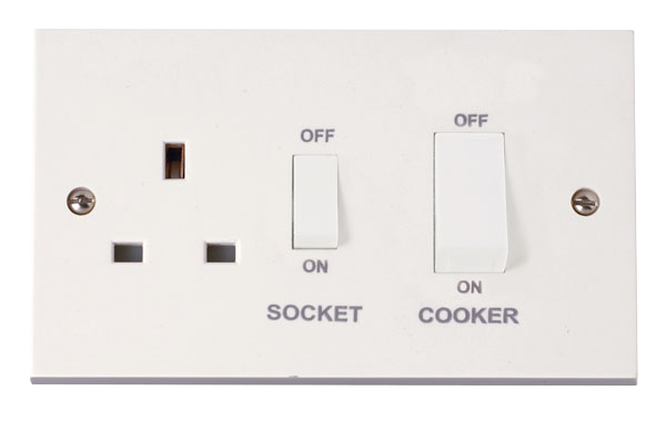 Click Polar 45A DP Switch with 13A DP Switched Socket Outlet White Rocker PRW504