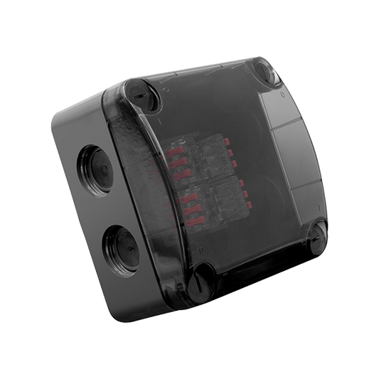 Unicrimp Q-Nect IP66 85 x 85 x 52mm Weatherproof Enclosure Semi-Transparent Lid & Connectors Anthracite Grey QOE8553AGYTF