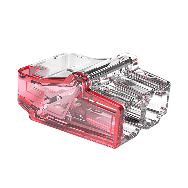 Unicrimp Q-Nect 32A 450V 2 Port Red Transparent Push In Wire Connector 100 Pack QP2242R2