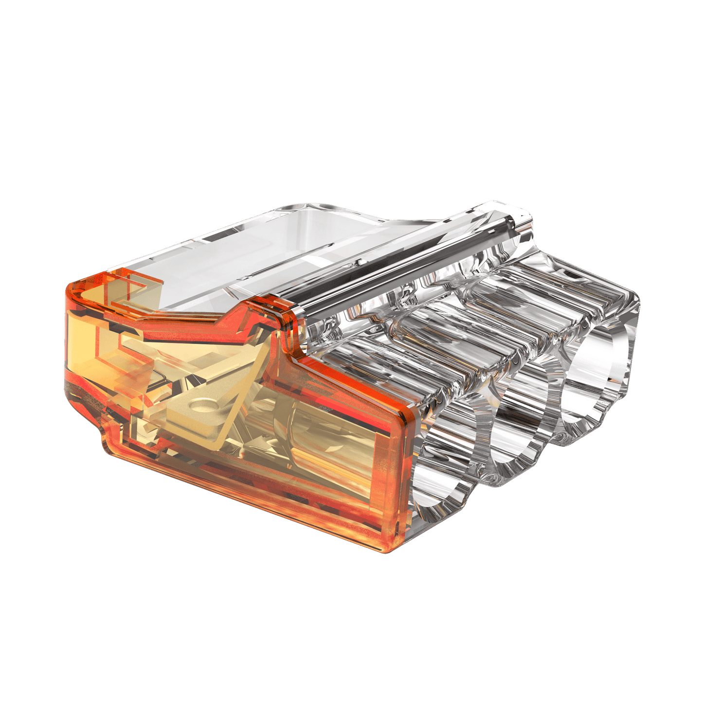 Unicrimp Q-Nect 32A 450V 3 Port Orange Transparent Push In Wire Connector 100 Pack QP3242O2