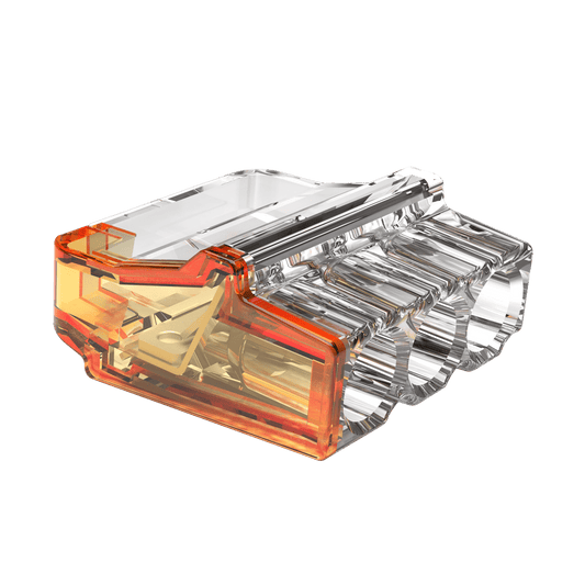 Unicrimp Q-Nect 32A 450V 3 Port Orange Transparent Push In Wire Connector 100 Pack QP3242O2