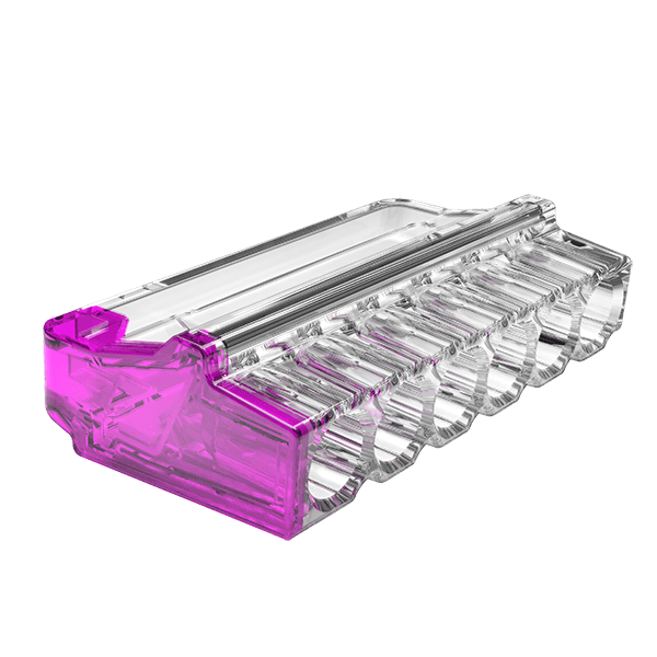 Unicrimp Q-Nect 32A 450V 6 Port Purple Transparent Push In Wire Connector 100 Pack QP6242P2