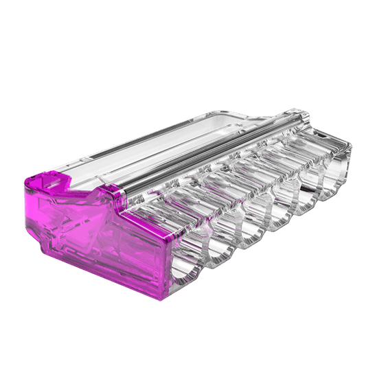 Unicrimp Q-Nect 32A 450V 6 Port Purple Transparent Push In Wire Connector 100 Pack QP6242P2
