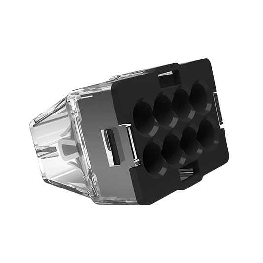 Unicrimp Q-Nect 32A 450V 8 Port Black Transparent Push In Wire Connector 50 Pack QP8242B2