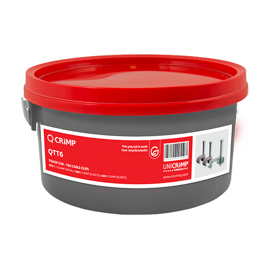 Unicrimp Q-Crimp Trade Tub 200 x 1.0-2.5mm Metal + 400 x 1.0-1.5mm Plastic + 400 x 2.5mm Plastic T&E Clips QTT6