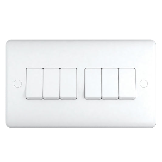 Chint Studio Range 6 Gang 2 Way Switch ST1062