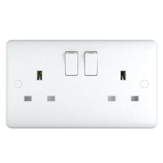 Chint Studio Range 13A 2 Gang Switched Socket Single Pole ST2021