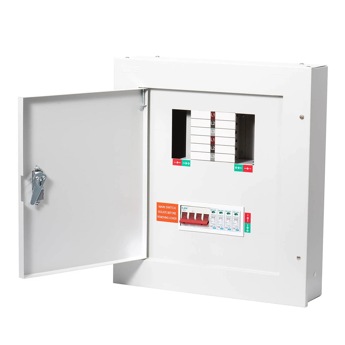Main Incomer Panel Lock Live Electrical 18 Way (6 TP Way) with 4 Pole 125A Main Switch Incomer ...