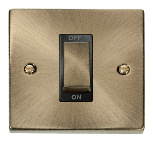 Click Deco 45A DP 1 Gang Switch Black Inserts VPxx500BK