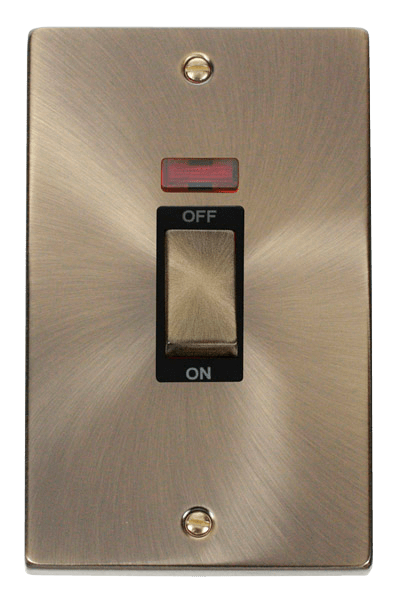 Click Deco 45A DP 2 Gang Switch with Neon Black Inserts VPxx503BK