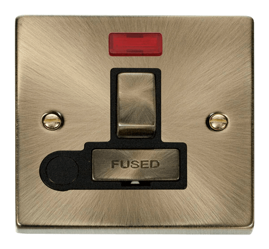 Click Deco 13A Switched Fused Spur Connection Unit with Neon & Flex Outlet Black Inserts VPxx552BK