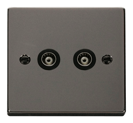 Click Deco Twin Isolated Coaxial Outlet Black Inserts VPxx159BK