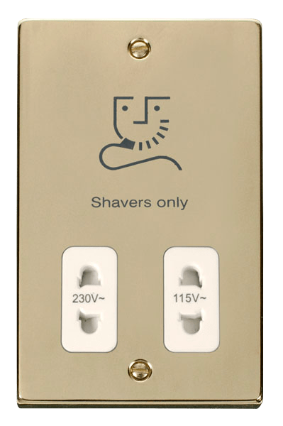Click Deco 115V to 230V Dual Shaver Socket Outlet White Inserts VPxx100WH