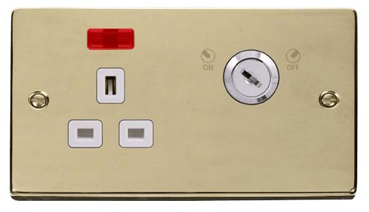 Click Deco 13A DP Key Lockable Switched Socket with Neon White Inserts VPxx655WH