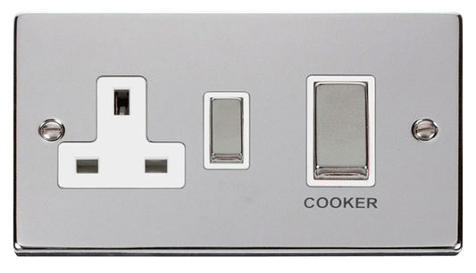 Click Deco 45A DP Switch with 13A DP Switched Socket Outlet White Inserts VPxx504WH